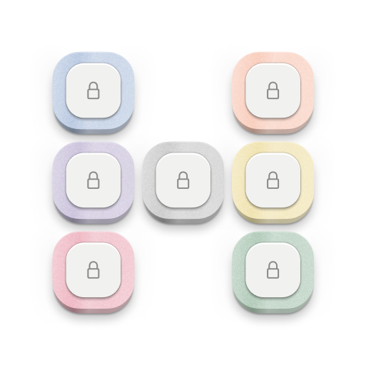 A variety of single key Magic Keyboards in different colours with a lock button on top.