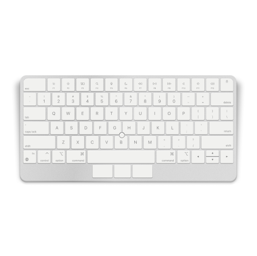 A Magic Keyboard with a white trackpoint and associated buttons.